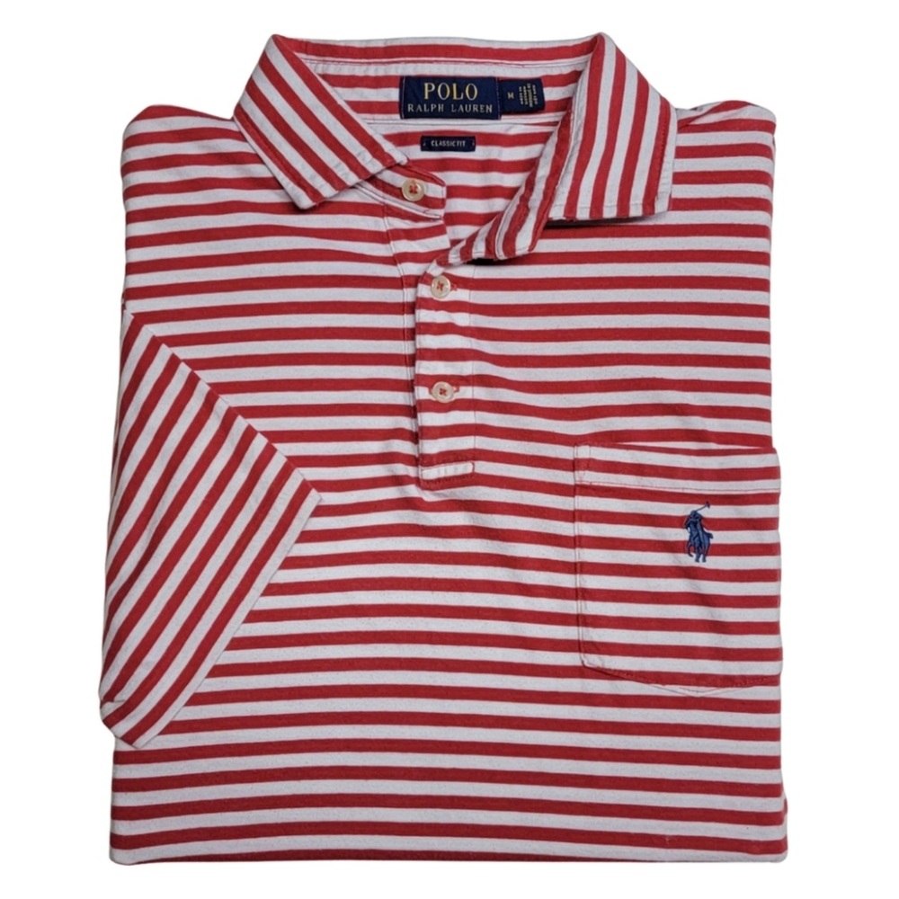 Polo Ralph Lauren Striped Red & White Classic Fit Polo Men’s size Small